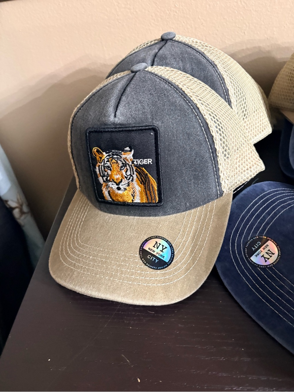 Tiger Patch Mesh-Back Cap - Gray & Tan